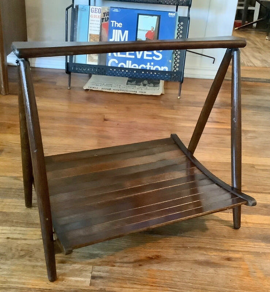 Vtg  Mid Century modern Folding Wooden Magazine Rack Yugoslavia  Masterpiece
