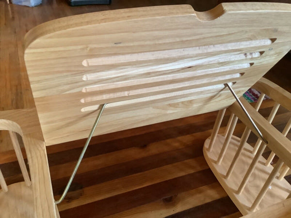 VTg wood BREAKFAST BED TRAY laptop TABLE  POCKETS Magazine rack serving spindle