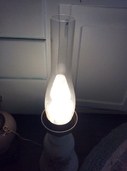 Vtg antique Gone with the Wind gwtw floral satin table desk parlor Lamp globe
