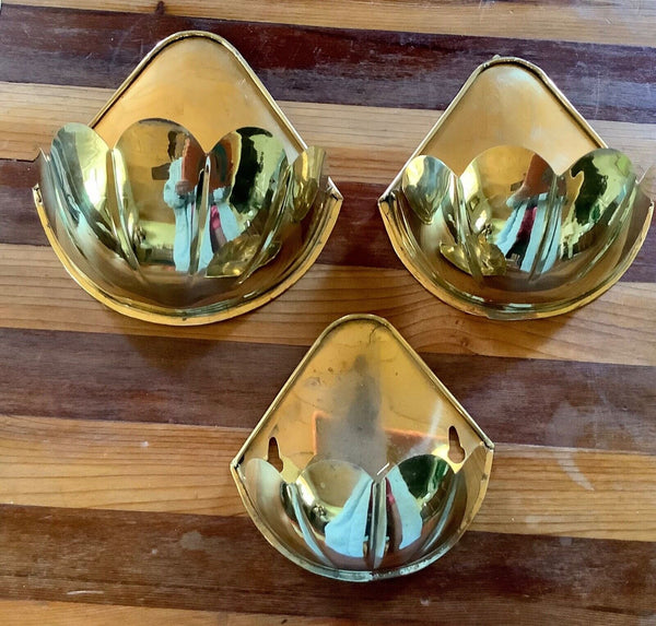 VTG BRASS Wall Pockets SCALLOPED nesting GRADUATED INDIA planters plant holder