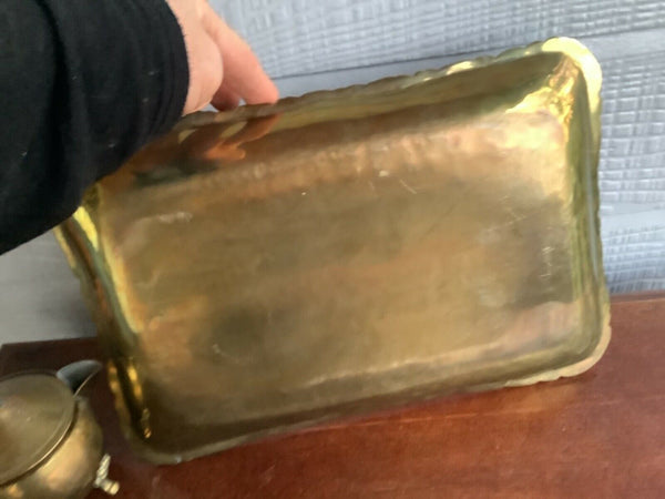 Antique vintage Brass Sugar Creamer & Tray Set