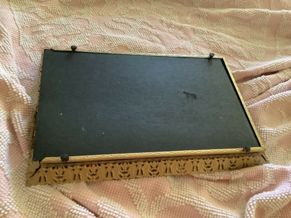 Vtg Brass mid Century Filigree Mirror Vanity perfumeTray Dresser  Rectangle