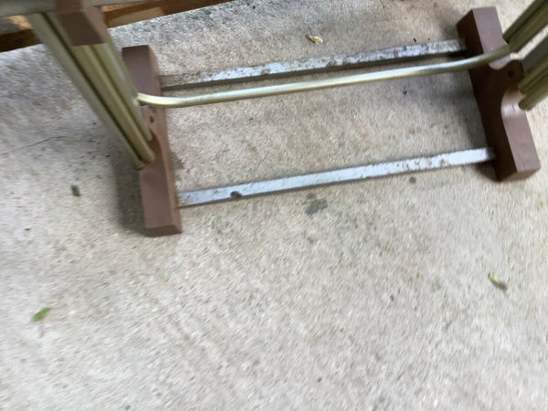 Vtg mid century Modern Set of 4 Metal TV Trays stand cart Green Gold MCM table