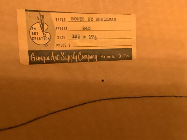 Vintage Nautical Litho sea ocean sail boat ship Framed frame Breilman  Breilmann