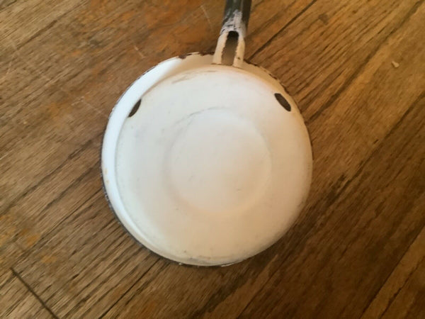 Vintage White & Black Enamelware enamel Long Handle Ladle / Dipper