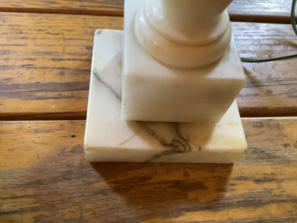 Vtg Old Vintage MCM Neoclassical Italian Carved Art Alabaster Marble Table Lamp