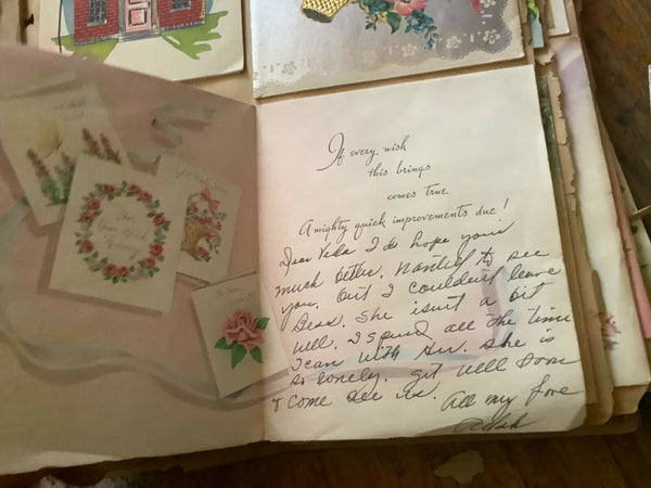 Vtg 1950’s Greeting Cards and letters Scrapbook Texas