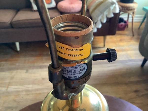 Vintage 1985 Chapman Table desk Lamp Brass & bubble Glass