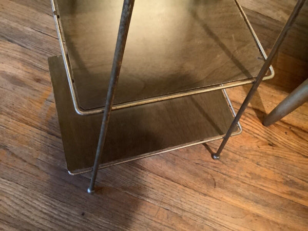 Vtg Mid Century Modern Teak Wood Smoking Stand Magazine Rack w/Ceramic Ash Tray