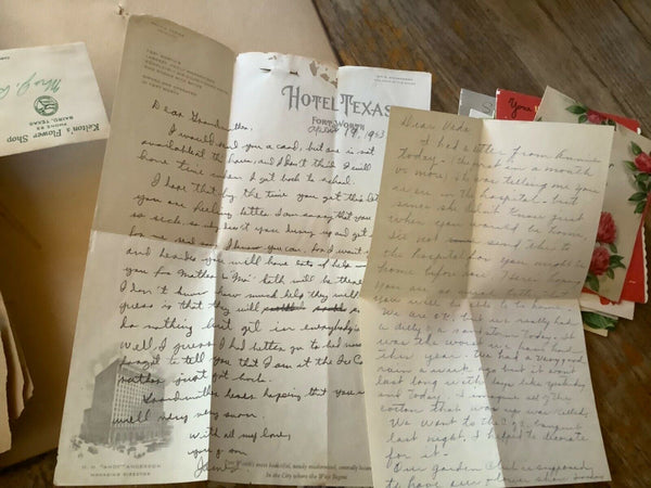 Vtg 1950’s Greeting Cards and letters Scrapbook Texas