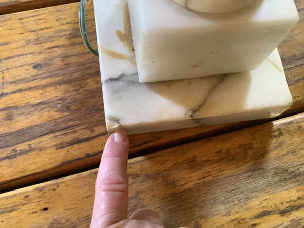 Vtg Old Vintage MCM Neoclassical Italian Carved Art Alabaster Marble Table Lamp