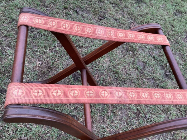Vtg antique lion head BRASS feet Folding Butler's Tray Stand Luggage rack stand