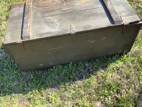 Vintage wood Military army Trunk Footlocker chest by Kleber Trunk & Bag Co