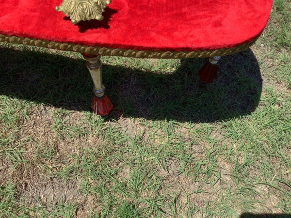 Vtg MID CENTURY Modern mcm Glass Coffee table red gold Hollywood Regency rare