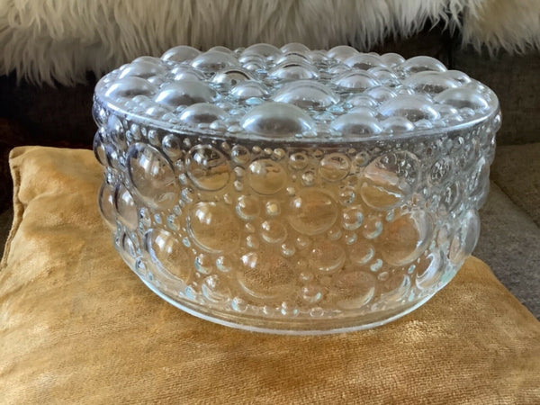 Vtg mid century Clear Bubble circle Glass Ceiling Light Globe shade Fixture