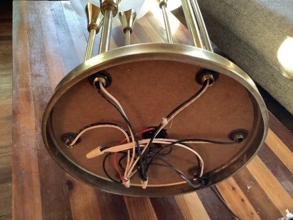 VTG RARE brass MCM 1985 HARRIS INDUSTRIES  5 LIGHT TULIP TABLE LAMP mid century