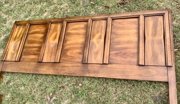 Vtg full size mid century modern mcm Wood Hooker Headboard bed frame