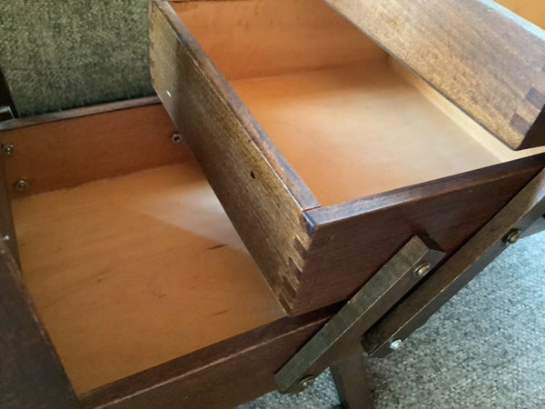 VTG Mid Century Strommen Bruk Hamar Norway Accordion Style Wood Sewing Box Chest