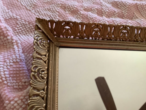 Vtg Brass mid Century Filigree Mirror Vanity perfumeTray Dresser  Rectangle