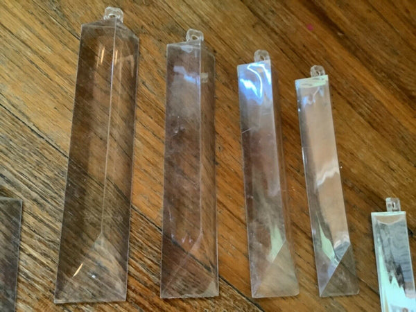Vtg lot Lucite Chandelier Panel Prism Acrylic Rectangle 6 inch Beveled Triangle
