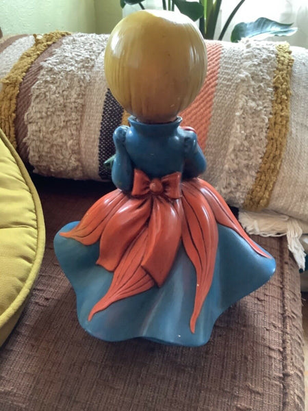 VTG Christmas Caroler Girl Mackenzie Childs Inspired Ceramic 8.5" Atlantic Mold