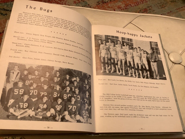 Vtg Denison High School Yellowjackets Texas 1952 HS Yearbook Annual book