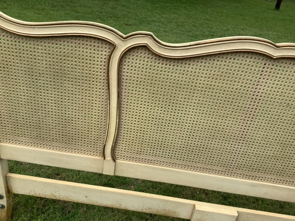 Vtg king Davis Cabinet Company French provincial cane wood headboard mid Century