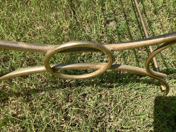 Vtg Hollywood Regency gold brass vanity bench seat chair Mid-Century modern mcm