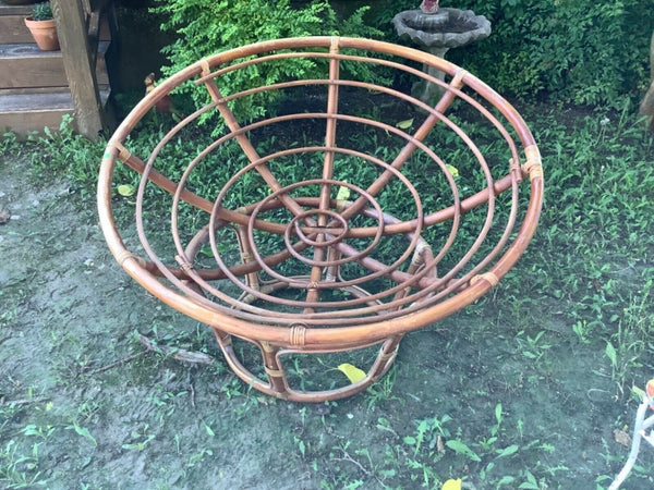 VTG mid century modern retro Papasan bamboo boho Chair wood wicker