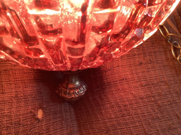 Vtg MCM Retro Purple amethyst Glass orb Hanging Swag Light Fixture mid century