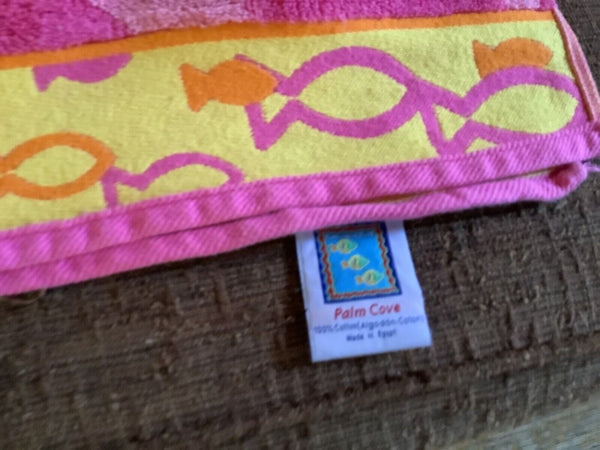 VTG Palm Cove Franco Towels 100% Egyptian Cotton Fish Beach pink red
