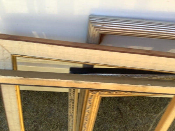 Vtg LOT 21 large PICTURE FRAMES ART Linen wood wooden Wall Collage crafts