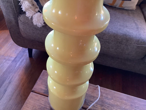 BRIGHT YELLOW LAMP VINTAGE MCM  TABLE MID CENTURY MODERN Retro ceramic pottery
