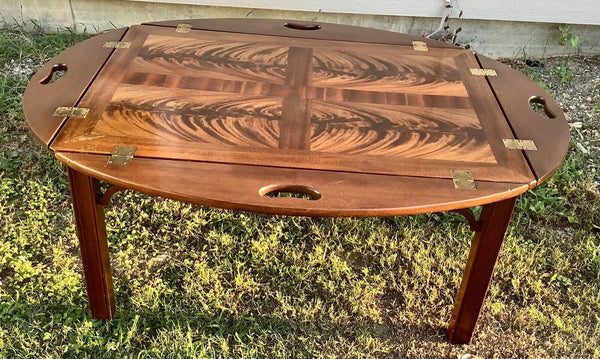 Vtg Wood Butler Coffee Table Drop Leaves Chippendale Style councill craftsmen