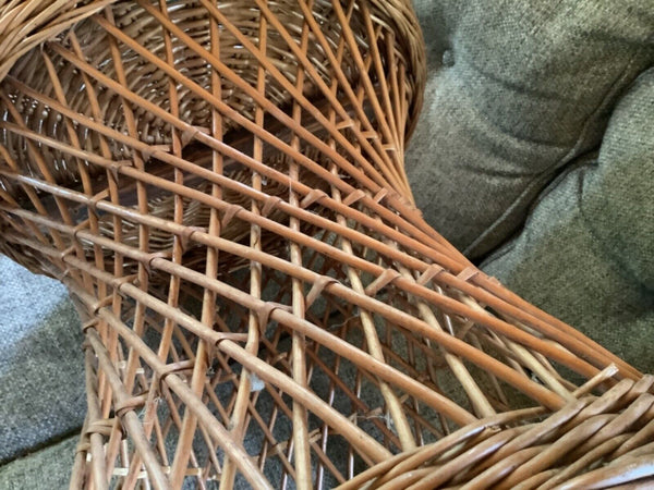 Vtg end table Plant Stand Ottoman Stool Cane Rattan Wicker Boho Mid Century side