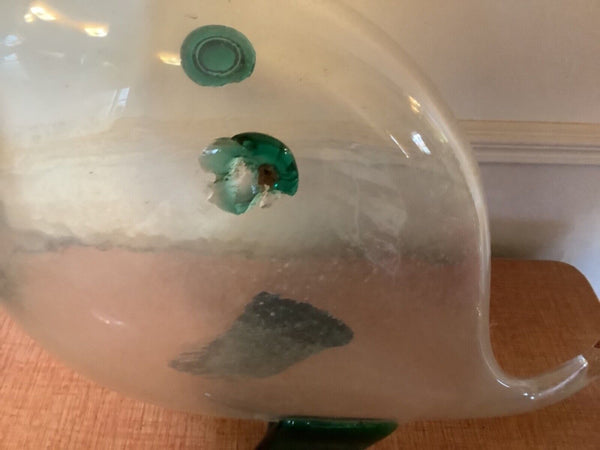 Vintage Mid Century modern Art Hand Blown Glass Fish vase sculpture Blenko