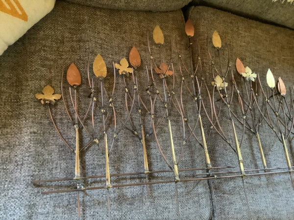 Vtg Mid Century modern Leaf Metal Brutalist Wall Sculpture