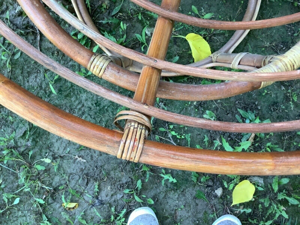 VTG mid century modern retro Papasan bamboo boho Chair wood wicker