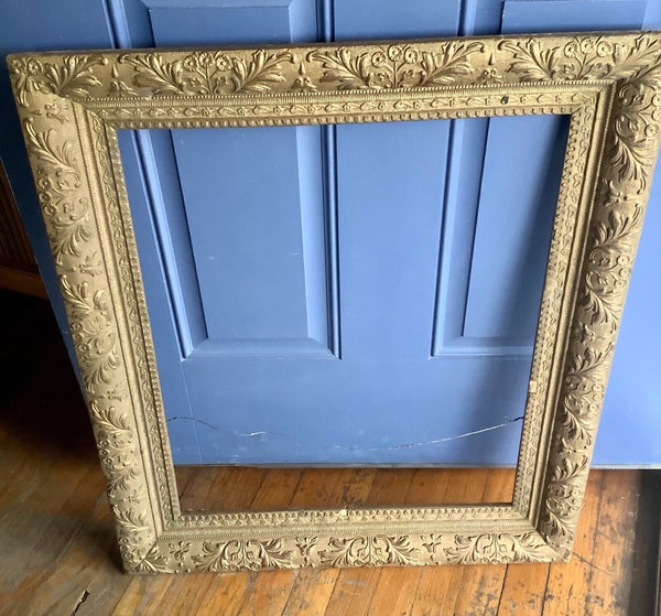 Vtg  ANTIQUE GOLD leaf wood FRAME GILT GESSO carved  wood  PICTURE painting