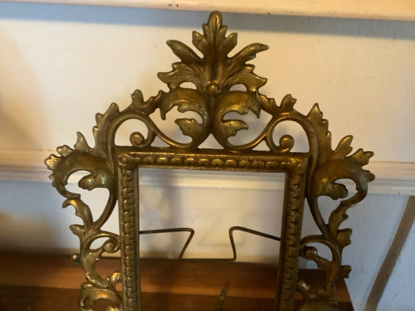VTG Ornate BRASS FRAME Picture Art Nouveau Hollywood Regency Scrolled Antique