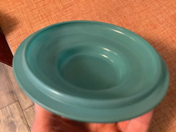 Vtg Bartlett Collins Gay Fad Turquoise blue Glass Cookie Jar Fruit Flowers