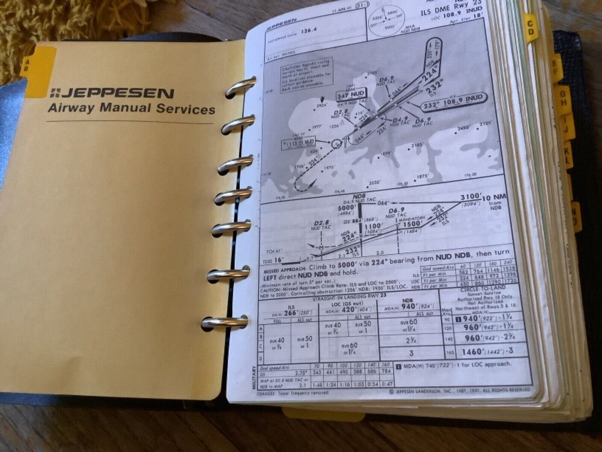 3 Jeppesen Airway manuals Binders books maps Cowhide Leather