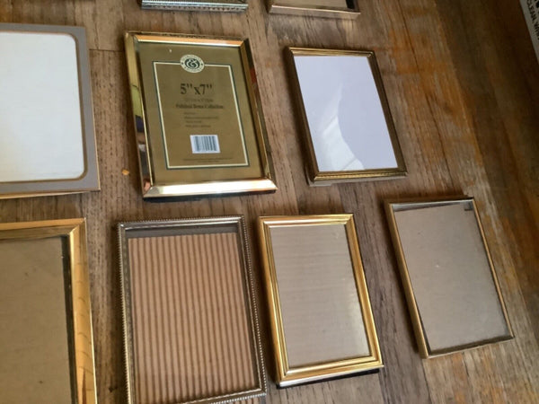 13 Lot Vintage easel wall Picture Photo Frames Brass Metal 5x7