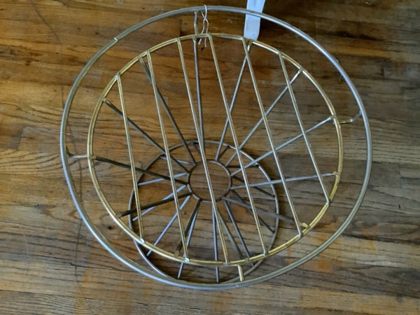 Vtg Mid Century Gold Metal drum Vanity Chair Stool  Seat Hollywood Regency retro