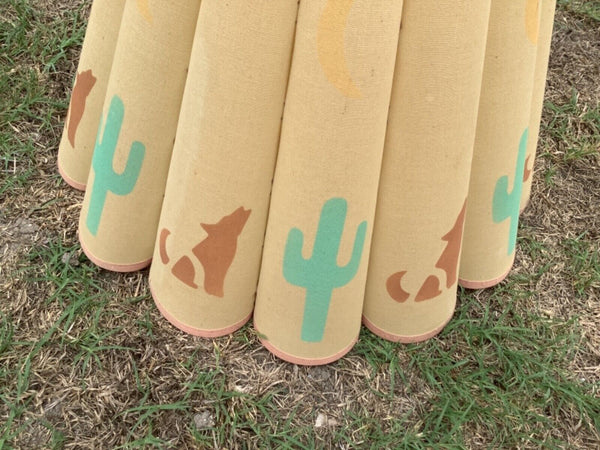 vtg Southwestern desert cactus wolf  lamp shade LAMPSHADE western