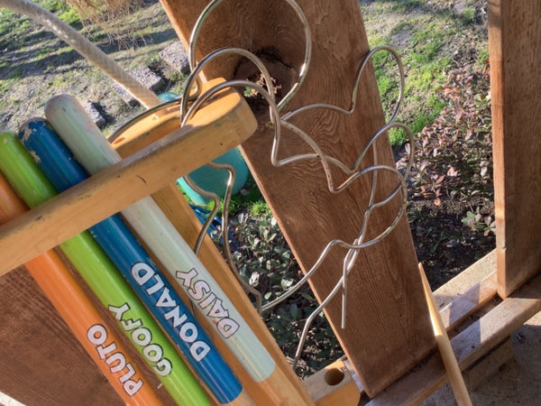 Vintage Walt Disney Mickey Mouse Croquet game Set Wood with stand cart