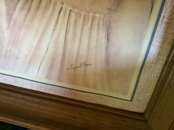 Vtg Margaret Kane Big Eyes A Little Kiss First Love Signed Print frame 17" X 20"