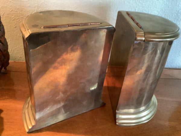 Vtg Sarreid Ltd. Mid century MCM Brass Copper Bookends book ends Storage Box