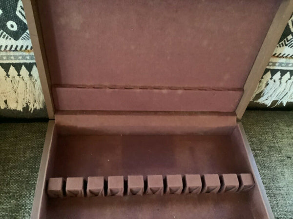Vtg wooden Wood Silverware Flatware cutlery Storage Box Chest antique