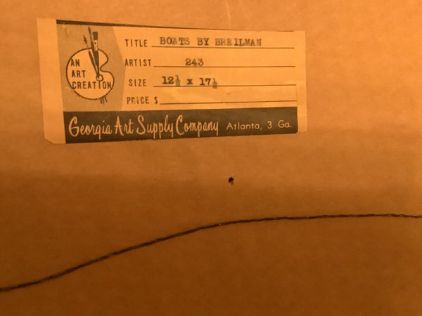 Vintage Nautical Litho sea ocean sail boat ship Framed frame Breilman  Breilmann